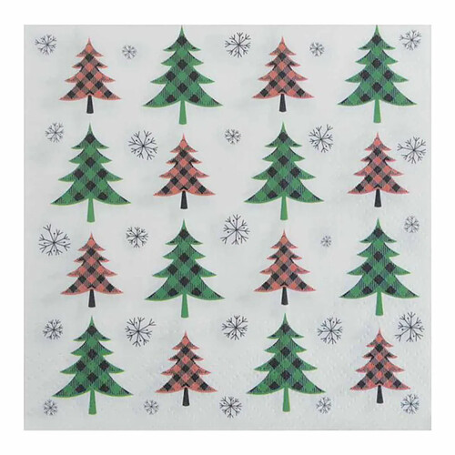 Homea Lot de 20 Serviettes en Papier Sapins 33x33cm Vert & Rouge