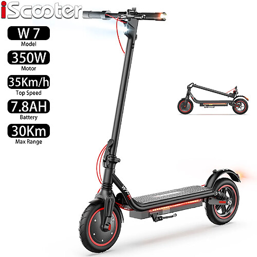 Trottinette électrique Pliable iScooter W7 Moteur 350W 7.8AH Max Autonomie 30Km Noir