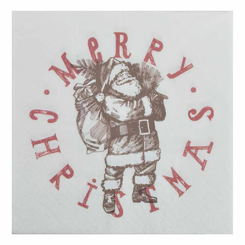 Paris Prix Lot de 20 Serviettes en Papier Père Noël 33x33cm Blanc