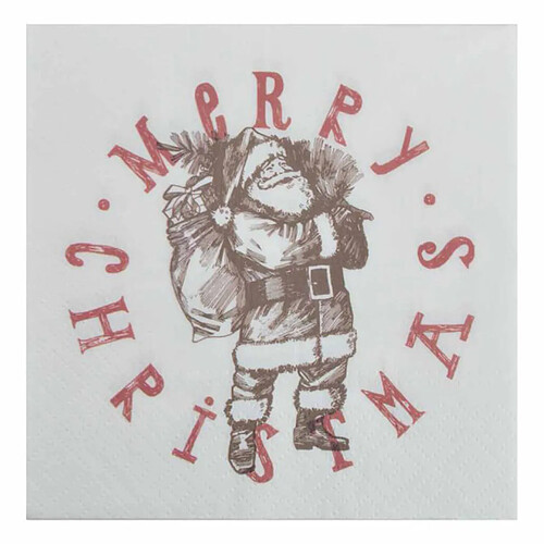Homea Lot de 20 Serviettes en Papier Père Noël 33x33cm Blanc