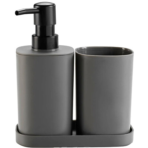 Douceur D'Interieur Set de 3 Accessoires Salle de Bain Vita 19cm Anthracite