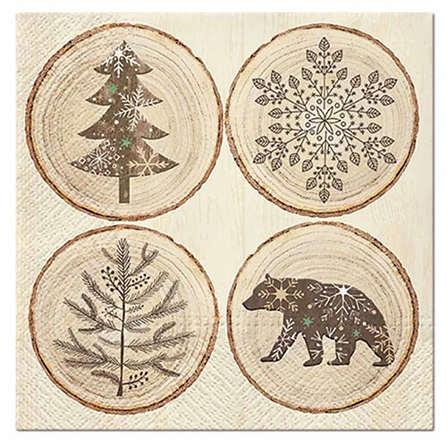Homea Lot de 20 Serviettes en Papier Rondelles de Bois 33x33cm Naturel