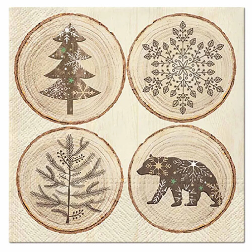 Paris Prix Lot de 20 Serviettes en Papier Rondelles de Bois 33x33cm Naturel