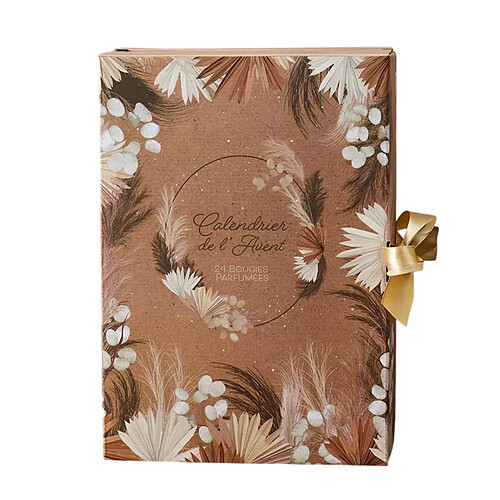 The Home Deco Factory Calendrier de l'Avent 24 Bougies Parfumées Nature 30cm Marron