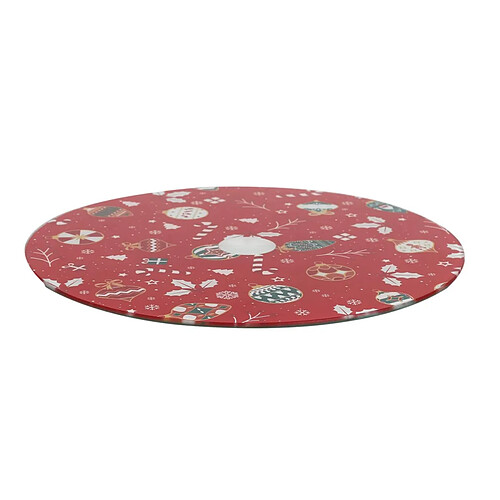 The Home Deco Factory Plateau de Présentation Tournant Noël 28cm Rouge