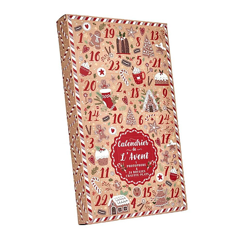 The Home Deco Factory Calendrier de l'Avent Bougies & Photophore Ginger 37cm Marron