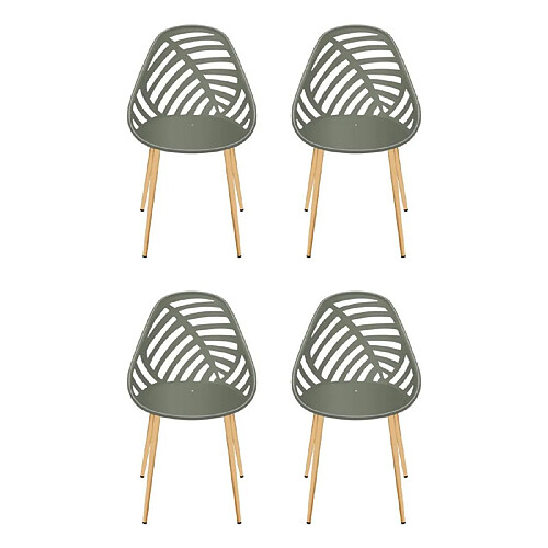 Paris prix lot de 4 chaises de jardin - Vert olive