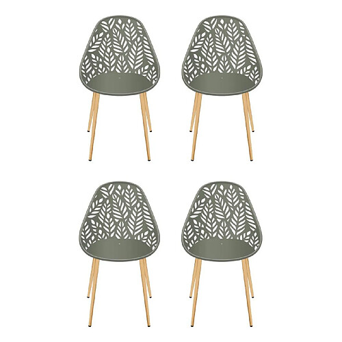Paris prix Lot de 4 chaises de jardin - Vert olive
