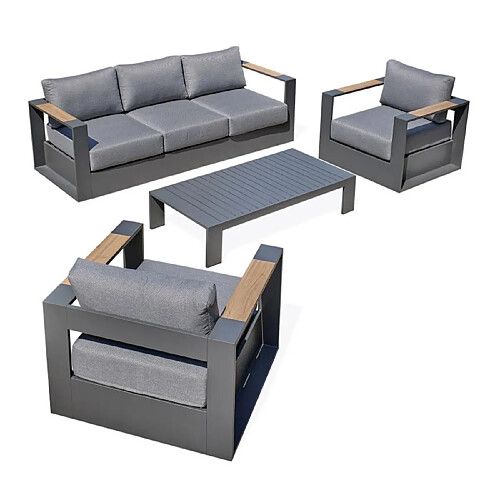Paris prix Salon de jardin 5 places - Gris anthracite