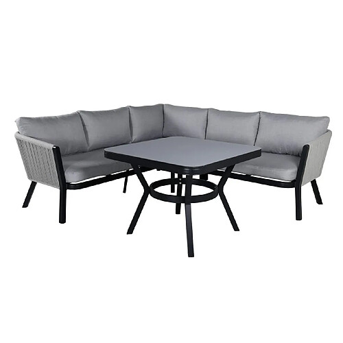 Paris prix Salon de jardin d'angle 4 places - Noir & gris clair