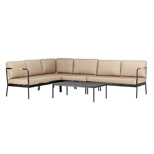Paris prix Salon de jardin d'angle - Noir & beige