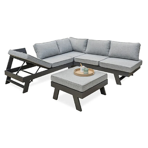 Paris prix Salon de jardin d'angle - Gris anthracite