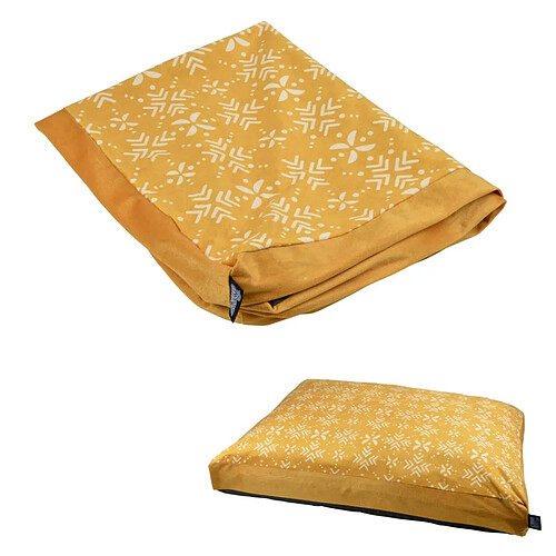 Paris Prix Housse de Coussin pour Chien & Chat Ethnic 100cm Moutarde