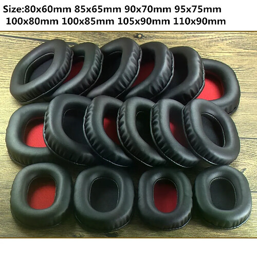 General Coussinets d'oreille ovales en mousse souple, adaptés à de nombreuses grandes oreilles, compatibles avec les casques ATH, AKG et Sennheiser (environ 90 x 70 mm), finition filet rouge.~0114