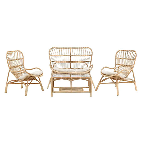 Paris prix Salon de jardin rotin Ella - Naturel & blanc