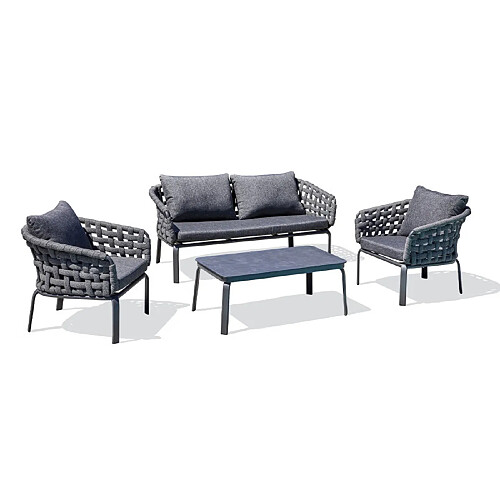 Paris prix salon de jardin 4 places - gris anthracite