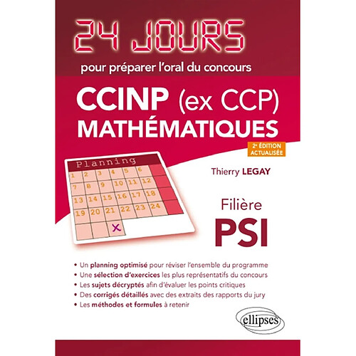 Mathématiques : 24 jours pour préparer l'oral du concours CCINP (ex CCP) : filière PSI · Occasion