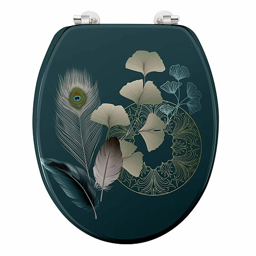 Douceur D'Interieur Abattant WC Imprimé Ginkoblue 45cm Vert Foncé