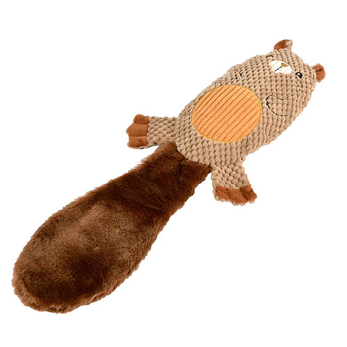 Homea Jouet Peluche Sonore pour Chien Castor 55cm Marron