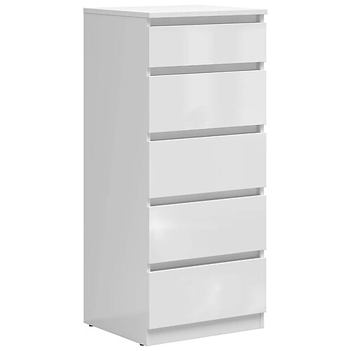 Pegane Commode chiffonnier 5 tiroirs - Blanc