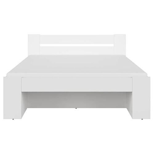Pegane Lit adulte 2 places 160 x 200 cm avec des étagères de rangement et 3 Tiroirs coloris Blanc - Longueur 204,5 x Largeur 165 x Hauteur 47,5-85,5 cm