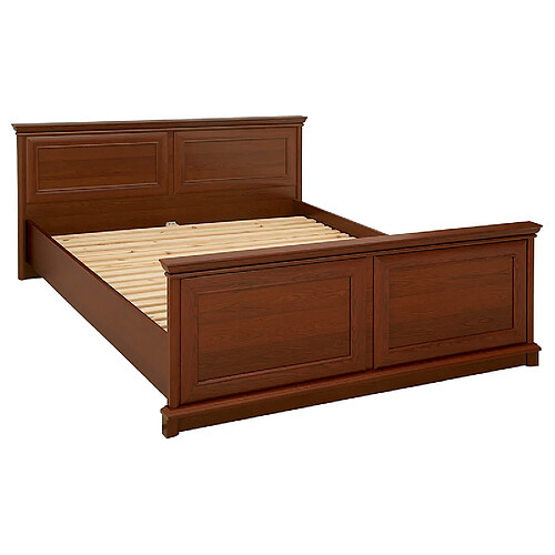 Pegane Lit adulte 160x200 cm coloris châtaigne - Longueur 210 x Profondeur 175 x Hauteur 60,5-81,5 cm