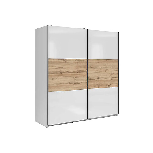 Pegane Armoire 2 portes coulissantes - Blanc