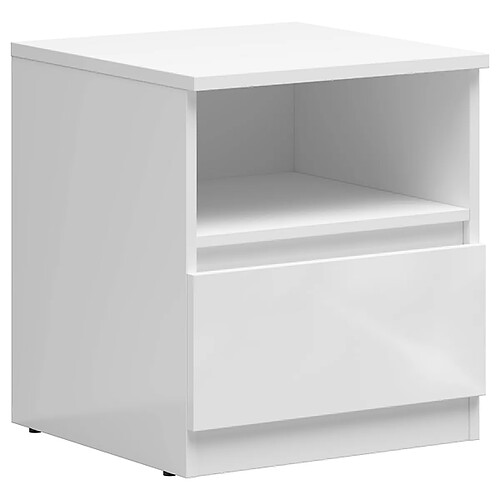 Pegane Table de chevet avec tiroir - Blanc