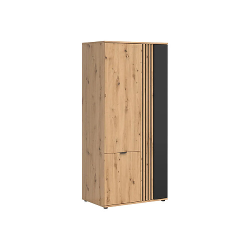 Pegane Armoire 3 portes avec penderie - Chêne