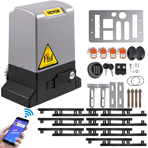 VEVOR Ouvre-porte coulissante portail auto 1800 kg 4 télécommande contrôle APP