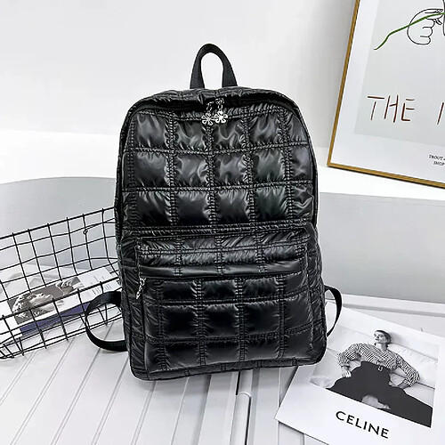 Sac à dos ultraléger hiver 2023 pour femmes, matelassé, à carreaux, idéal pour l'école (filles).~00847