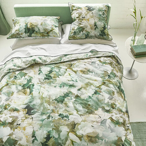 Designers Guild Housse de couette imprimée en percale de coton, FLEURS DE JOUR CELADON