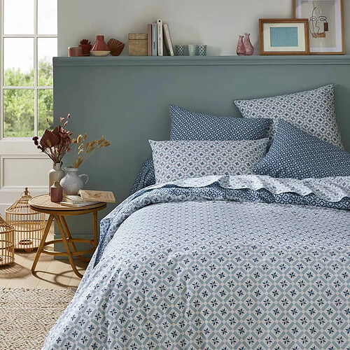 Origin Housse de couette en Bambou - 260 x 240 cm - Bleu et blanc