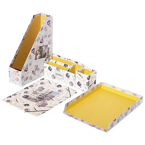 Harry Potter Organiseur de Bureau 5 pièces pour Documents et Fournitures Blanc / Jaune