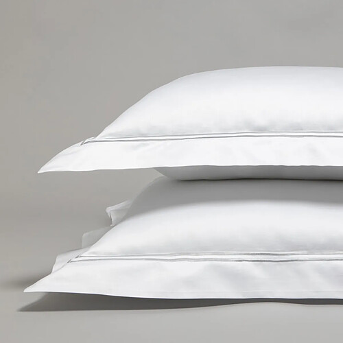 Cotton & Co Taie d'oreiller en satin de coton égyptien 320 fils double bourdon argent