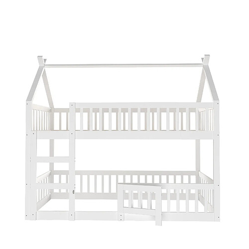 STILVORA Lit superposé enfant en bois avec escalier 90x200 cm, Blanc
