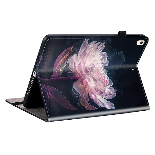 Housse pour iPad 10.2 2020 Motif Floral avec Support et Porte-Stylet TPU Souple, Noir Rose