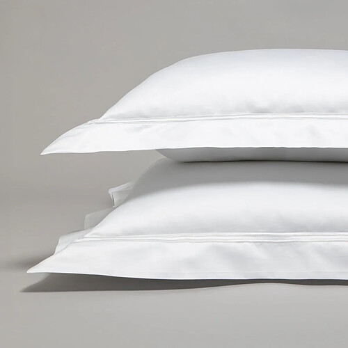 Cotton & Co Taie d'oreiller en satin de coton égyptien 320 fils double bourdon blanc