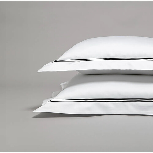 Cotton & Co Taie d'oreiller en satin de coton égyptien 320 fils double bourdon noir