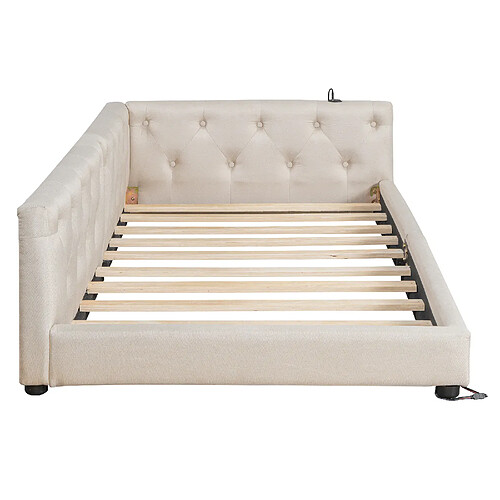 STILVORA Canapé-lit en lin avec LED 90x200 cm, Beige