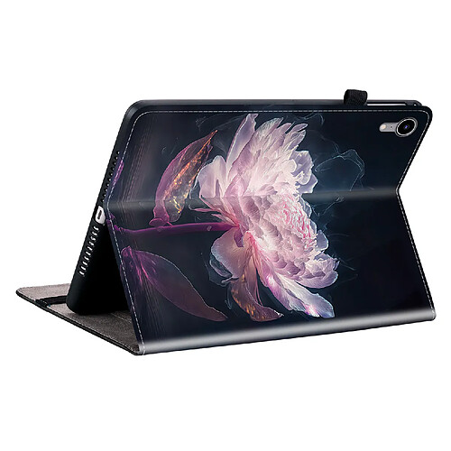 Housse pour iPad Mini 6 Motif Floral avec Support et Porte-Stylet TPU Souple, Noir Rose