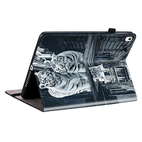 Housse pour iPad 10.2 2020 Motif Floral avec Support et Porte-Stylet TPU Souple, Noir Blanc