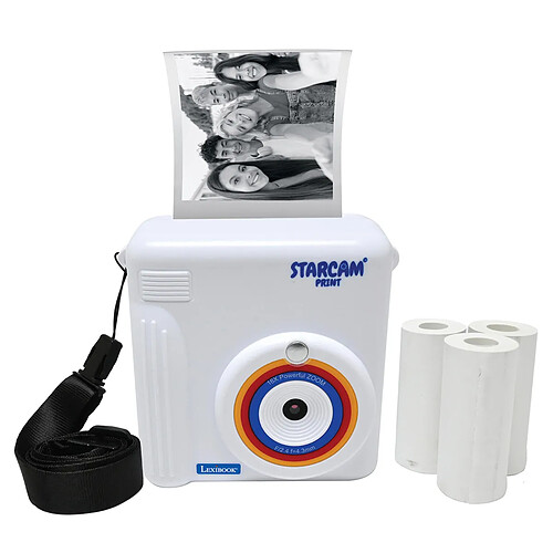 Lexibook Starcam® Print, pack caméra avec imprimante instantanée, 3 rouleaux de papier et dragonne