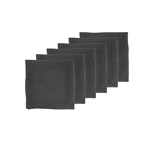 Bjorn Serviette de table - 6 pièces - Lin et coton gris anthracite