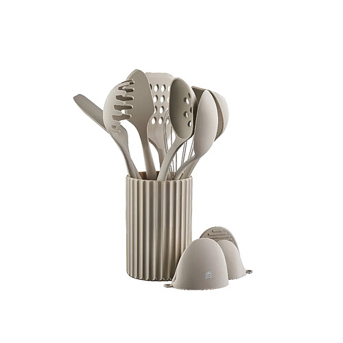 Bjorn Set d'ustensiles de cuisine en bois et silicone GUNNAR - 11 pièces
