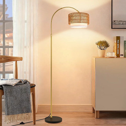 Nettlife Lampadaire Boho en rotin - Noir