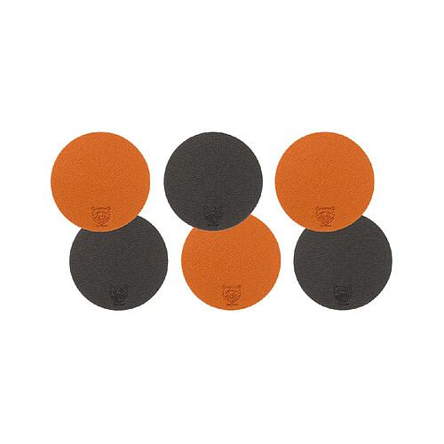 Bjorn Sous-verre rond réversible - 6 pièces - Cuir recyclé orange et chocolat
