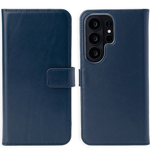 Selencia Étui portefeuille en cuir véritable pour Samsung Galaxy S26 Ultra - Bleu foncé