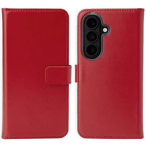 Selencia Étui portefeuille en cuir véritable pour Samsung Galaxy S26 - Rouge
