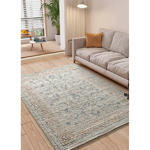 ATTICGO Tapis vintage á relief KEOPS beige/rouille/bleu 192x290 cm